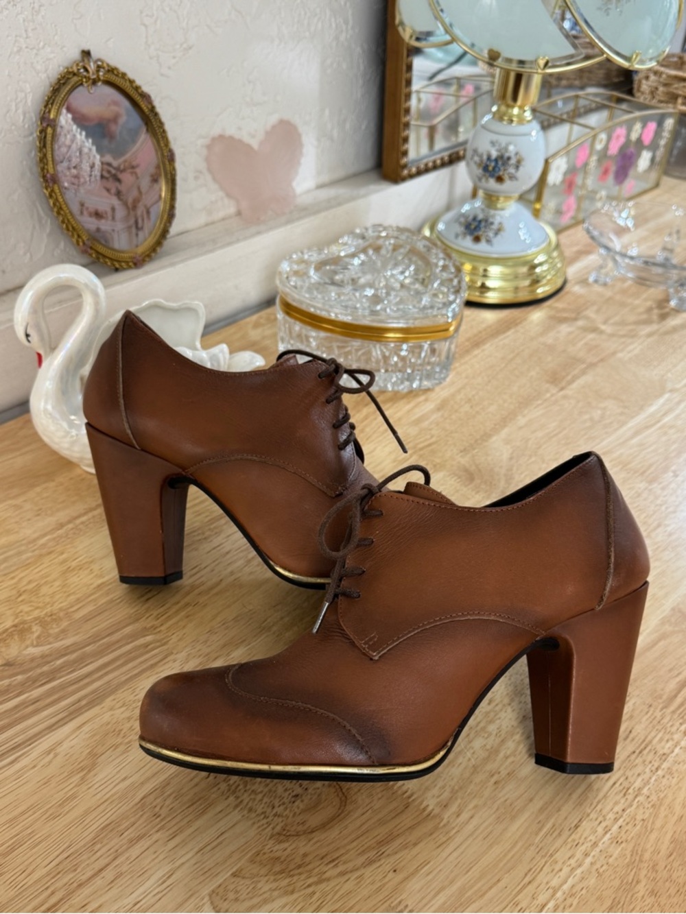 Vintage Miz Mooz Barcelona Collection Brown Leather Oxford Pumps Size 40.5 - 9.5 - Picture 2 of 13